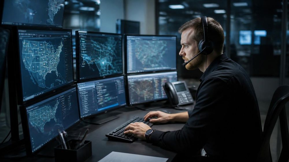 BISOLINK dispatcher monitoring live freight on multiple screens